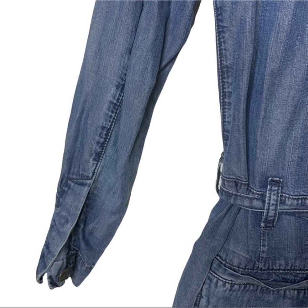 FREE PEOPLE LOU DENIM BELTED CHAMBRAY V-NECK JUMPSUIT - Picture 5 of 16